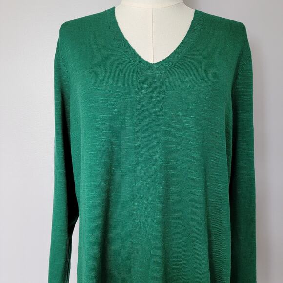 J Jill Linen Blend Green Tunic Sweater Sz L Christmas Holiday Office Preppy Work - Picture 2 of 8